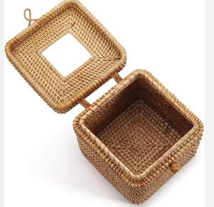 Couverture de boîte à mouchoirs en rotin carré vietnamien de haute qualité écologique en gros porte-mouchoirs en osier - Product Image 5