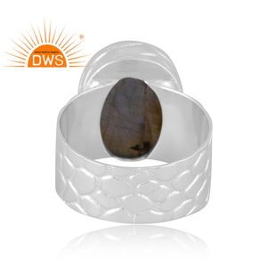 แหวนอัญมณีลาบราดอไรต์ธรรมชาติทำจากเงินแท้ผลิตตามแบบ - Product Image 4
