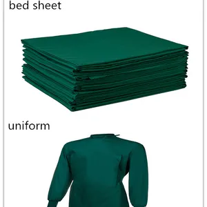 ชุดทำงานทางการแพทย์63 ",ผ้าปูที่นอนในโรงพยาบาลผ้าพยาบาลผ้าฝ้าย100% ความทนทานต่อสารฟอกสีคลอรีนสีเขียว