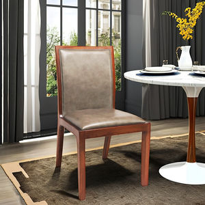 Chaise de salle à manger en bois de noyer massif Rembourrage en cuir de vachette italien Style rustique Bois dur durable | Chaises Simili - Product Image 6