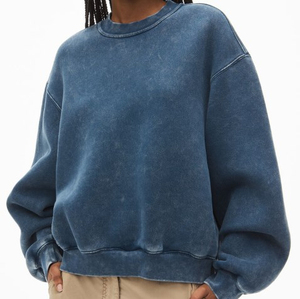 Sudadera de felpa de algodón 100% personalizada para mujer al por mayor, cuello redondo, estilo crop, lavado ácido de lujo, teñido anudado, servicio OEM para invierno - Product Image 3