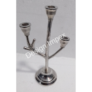 Candelabro decorativo para Festival de vacaciones, planta de aluminio fundido con revestimiento de plata con soporte para velas de flores, los mejores precios - Product Image 3