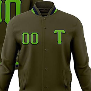 Veste de sport universitaire décontractée pour hommes Manteau Letterman à la mode sans capuche avec col montant Veste à motif enduit pour hommes - Product Image 2