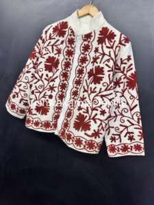 Suzani de algodón indio hecho a mano, chaqueta Bohemia con acabado corto bordado, cuello levantado, patrón Floral, ropa de fiesta de invierno, bordado - Product Image 3