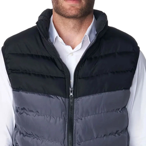 Unisex Color Block Quilted Vest Stand Collar Hooded Zipper Closure Waterproof Breathable Windproof Casual Winter <b>Jacket</b> Regular - Product Image 6