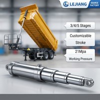 Cylindre hydraulique télescopique multi-étages personnalisé OEM Lejiang, double effet, chromé dur, pour benne basculante de camion et remorque