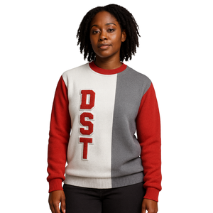 Pull en tricot blanc Delta 3 tons Divine Nine Grec Sorority Chenille Broderie Pull Crewneck Stylish Winter Fashion Apparel - Product Image 1