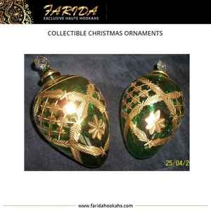 Luxury Unique Design Handmade Blown Egyptian Limited Edition 24 Karat Gold Etched <b>Glass</b> Christmas Tree Ornaments - Product Image 3