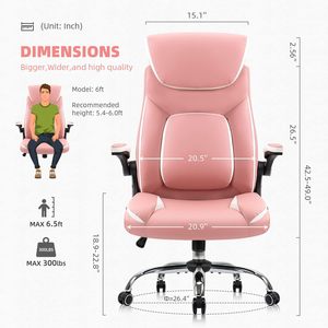 Sedia da Ufficio in Pelle PU Rosa con Supporto Lombare Regolabile e Braccioli per Uso Domestico e Ufficio - Product Image 4