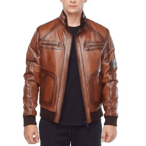 2025 veste en cuir véritable de haute qualité pour homme Logo personnalisé imprimé OEM mode vêtements d'hiver avec veste en cuir véritable - Product Image 1
