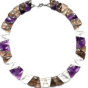 Collier en quartz naturel facetté, pierres précieuses de couleur mélangée taille triligne pour la fabrication de bijoux, Inde - Product Image 2