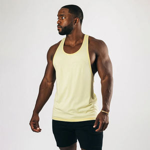 Camisetas sin mangas de gimnasio de gran tamaño para hombre al por mayor, camisetas sin mangas de punto transpirables con cuello redondo estampado personalizado con agujero en el brazo caído, OEM Bienvenido - Product Image 1