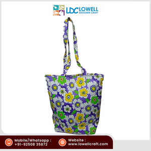 Sac de plage en toile à motif de fleurs écologique le plus recherché pour femmes Poignée en corde de coton Logo personnalisé élégant Prix compétitif - Product Image 2