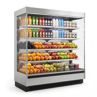 Réfrigérateur vitrine ouverte pour supermarché, réfrigérateur à rideau d'air, refroidisseur multi-étagères, armoire de présentation commerciale pour boissons et aliments