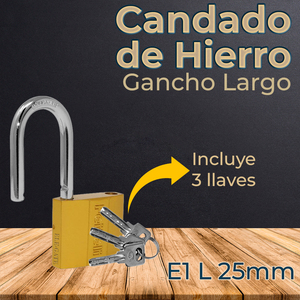 Lucchetto in Ferro Impermeabile da 25 mm con Gancio e Cilindro in Ottone da 70 mm, Tipo con Chiave - Product Image 4