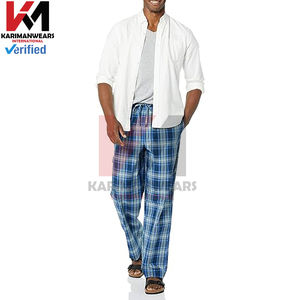 Conjunto de Pijama de Viscosa de Bambú para Hombre, Camisa de Dormir Suave con Botones, Pantalones de Dormir a Cuadros Tejidos con Bolsillos, Transpirable y Ligero - Product Image 3