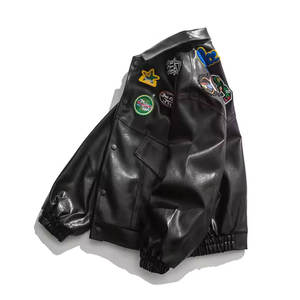 Veste pour homme en cuir véritable brodé tendance personnalisée à vendre Veste en cuir à manches imperméables sur mesure - Product Image 3