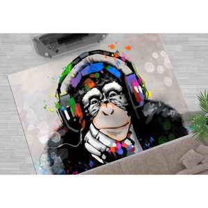 Alfombra estampada - Alfombra Banksy Thinking Monkey, alfombra con diseño de animales, alfombra para dormitorio, regalo para él, alfombra suave con pelo largo - Product Image 1