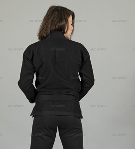 Kimono BJJ noir unisexe, uniforme jiu jitsu brésilien léger avec broderie personnalisée et logos en tissu tissé de perles - Product Image 4