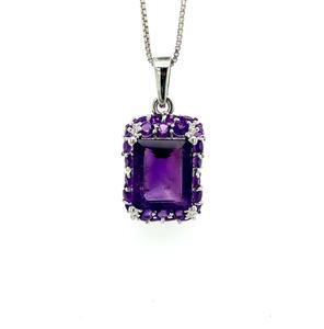 Collier ethnique pour femme en argent sterling 925 en gros, pendentif en topaze et améthyste, pierre de naissance, pendentifs fins en violet véritable, breloques - Product Image 1