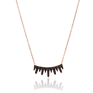 Pendentif Charme en Argent Sterling 925 Fait Main Turc, Motif Géométrique Délicat avec Zircon Noir Pavé, Vente en Gros - Product Image 1
