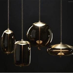 Lustre ovale en verre nordique, luminaires LED à intensité variable pour utilisation dans les restaurants - Product Image 3