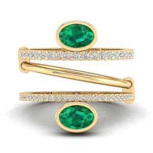 Bague de fiançailles REYES sur mesure en or massif 14K 18K avec moissanite certifiée GRA, bijoux fins pour femmes, pierre précieuse émeraude naturelle - Product Image 6