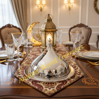 Kleine Goldene Edelstahl-Kuppel Handgefertigte Langlebige Servierschale mit Quastendeckel Tischdekoration für Snacks Süßigkeiten Festliche Servierware Ramadan