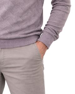 Suéter Polo de Punto Texturizado Personalizado para Hombre, Manga Larga, Cuello con Botones, Informal, para Invierno, Color Gris Malva, para Suministro al por Mayor - Product Image 5