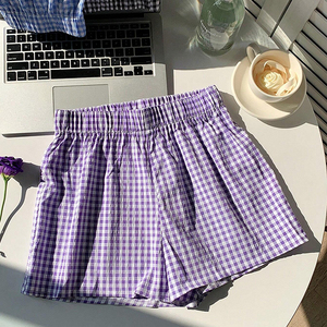 Pantalones cortos de franela a cuadros personalizados para mujer, pijama de mujer con patrón de franela suave, MOQ bajo con logotipo de su marca, pantalones cortos de franela para mujer - Product Image 1
