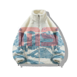 Tendance personnalisé Sherpa polaire veste d'hiver hommes fermeture éclair complète en plein air décontracté Streetwear veste chaude - Product Image 3