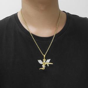 Hip Hop สร้อยคอแฟชั่นสำหรับผู้ชายและผู้หญิง,สร้อยคอประดับเพชรแท้พร้อมสายคล้องคอ - Product Image 5