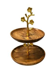 Elegante soporte de pastel de madera y Metal de 2 niveles, decoración de mesa de boda para el hogar, hoteles y restaurantes con tamaño personalizado - Product Image 1