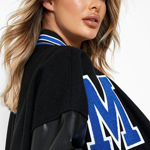Chaqueta universitaria de moda con logotipo personalizado del fabricante chaqueta de béisbol bomber informal chaquetas de talla grande para mujer - Product Image 5