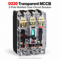 Disjoncteur à boîtier moulé transparent DZ20, 3 pôles, boîtier PC, 100A, 225A, 400A, 630A, options de cadre