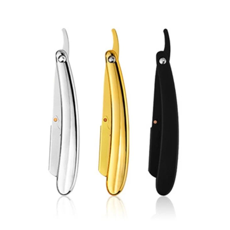 Classic Black Folding Shaving Knife Men Best Stainless Steel Straight Razor Shaving Armpit Pubic Hair Disposable Barbers Shavers
