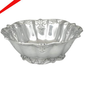 Tazón de servicio de metal con acabado plateado de aspecto moderno para decoración de mesa en casa - Product Image 4