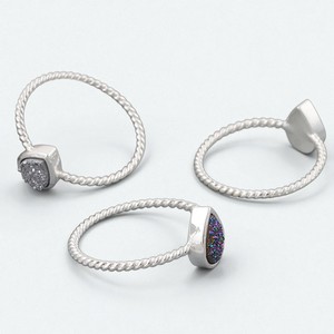 Pear <b>Silver</b> Druzy Gemstone <b>Sterling</b> <b>Silver</b> <b>Ring</b> - Handmade Twisted <b>Band</b> <b>Ring</b> Jewelry - Women Trendy <b>Ring</b> - Product Image 5