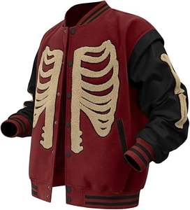 Chaqueta acolchada Softshell de invierno para hombre Mezcla de lana de estilo universitario con patrón de letras universitarias bordadas Posición del logotipo frontal - Product Image 3