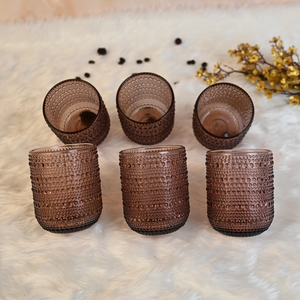 Juego de 6 Vasos de Vidrio con Patrón de Gotas de Lluvia en Relieve, Color Oro Rosa, Estilo Vintage, para Jugo o Vino - Product Image 2