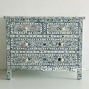 Vente en gros Table de chevet florale en incrustation d'os Meuble de chevet en incrustation d'os Table de chevet noire Meuble de salon d'Inde - Product Image 1