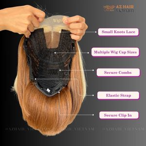 Venta al por mayor pelucas de cabello humano Glueless Highlight Cierre de flecos Color Rubio extensiones de cabello humano de calidad superior para las mujeres - Product Image 2