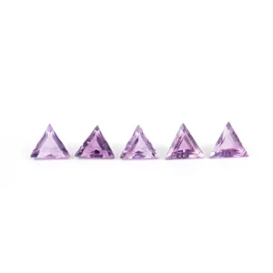 天然紫色紫水晶8毫米热卖宽松宝石刻面切割三角形石材顶级珠宝制作石材