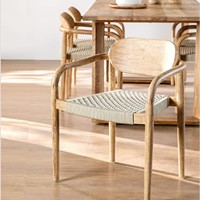 Chaise de salle à manger en bois naturel et en jonc de mer bohème, best-seller, meubles de maison, chaise en jonc de mer pour salle à manger, fabriquée au Vietnam