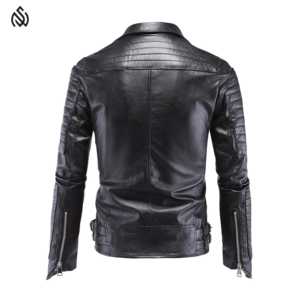 Elegante chaqueta de cuero original para hombre recortada con cremallera bolsillos delanteros chaqueta de invierno de cuero - Product Image 2