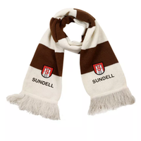Écharpe d'hiver en acrylique pour homme adulte, vente en gros, logo personnalisé, bannières sportives tricotées, hockey, football, soccer, haute qualité, sur mesure
