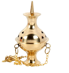 Durable & Stylish Luxury Brass Incense Burner with Wood Handle & <b>Tealight</b> <b>Holder</b> Dhoop Home and Temple - Product Image 6