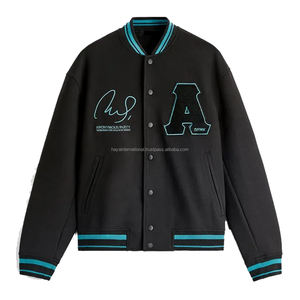 Veste universitaire 100% laine personnalisée pour hommes nouveau style avec broderie chenille et col montant manches en cuir et logo avant - Product Image 1