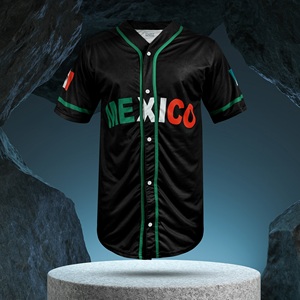 Camiseta de béisbol de alta calidad, sublimación de botón completo, camiseta negra de México, camiseta de béisbol americana, camiseta de béisbol de todos los equipos - Product Image 5