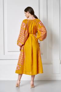 Elegante Pretty Lady Floral bordado lateral hendidura manga dividida Maxi vestido al por mayor India ucraniano bordado manga larga Maxi - Product Image 4